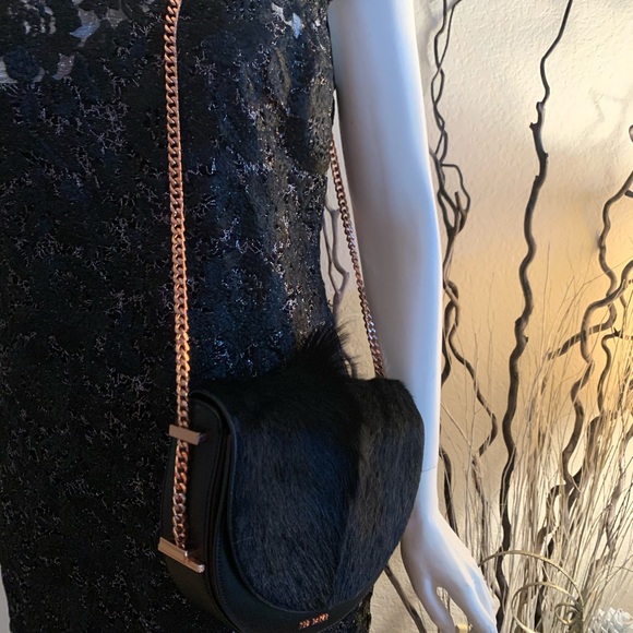 MARINA Black Short sleeve Lace Metallic Dress - Picture 6 of 8